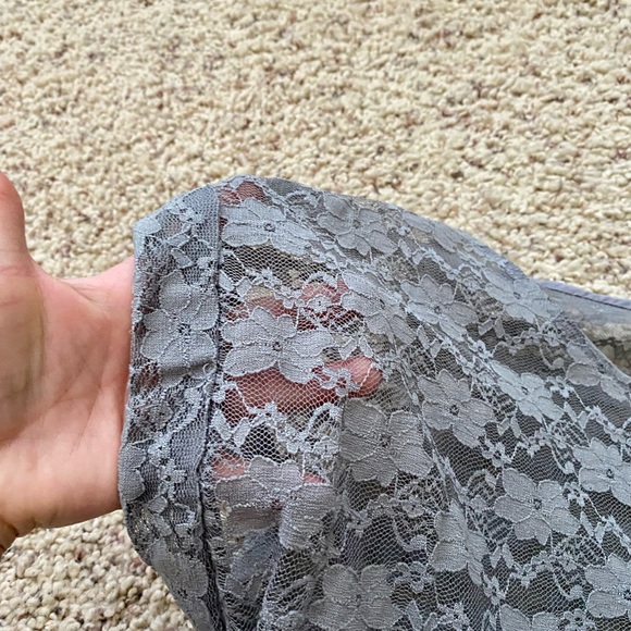 Gray Lace Sheer Top - Picture 3 of 5